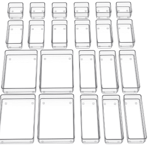 22-Piece Drawer Organizer with Non-Slip Silicone Pads