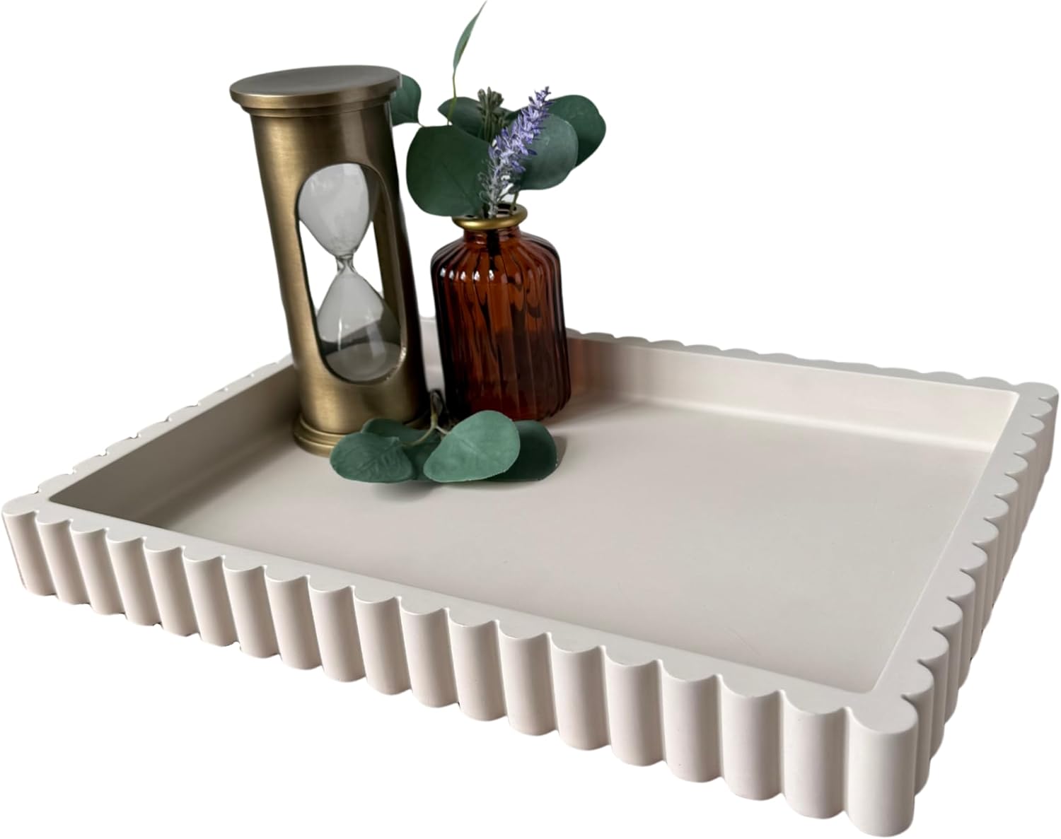 Oakoa rectangular concrete decorative tray with matte finish for modern organic kitchen counter styling