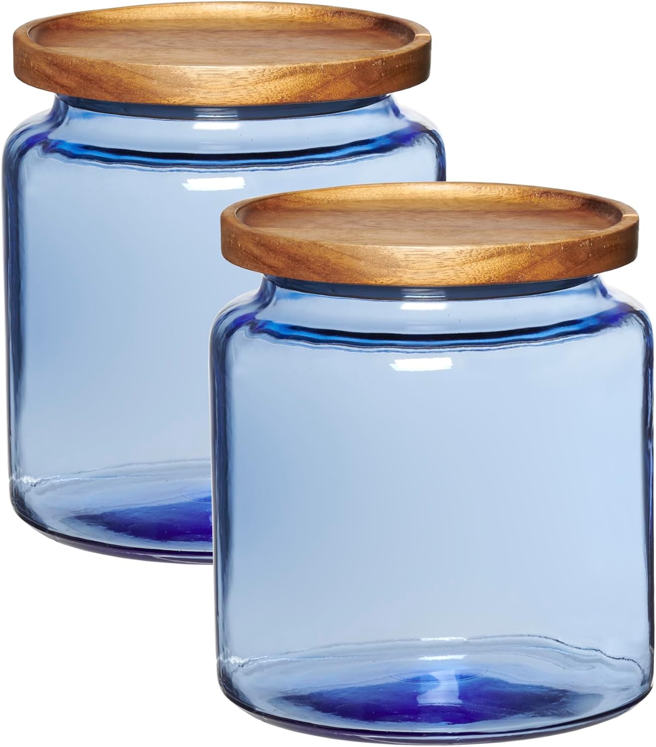 Anchor Hocking Montana glass canister set with warm acacia wood lids for kitchen storage