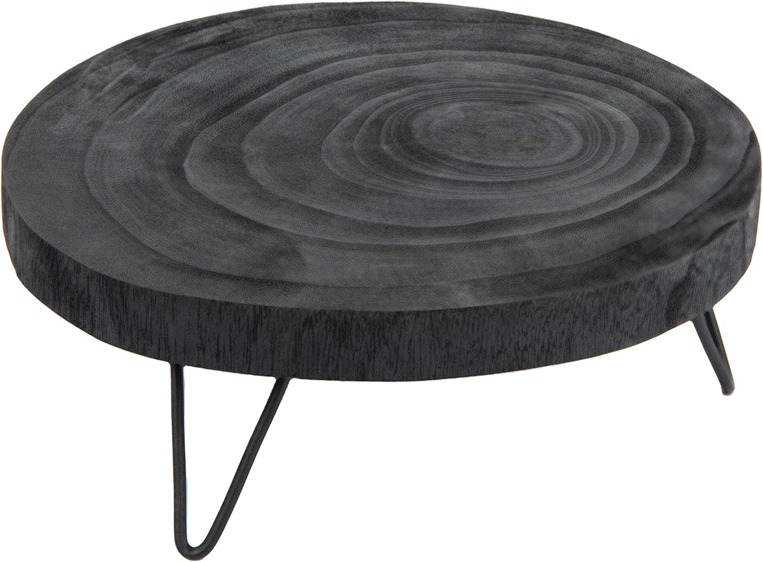 Creative Co-Op matte black paulownia wood round pedestal riser for minimalist Japandi kitchen display