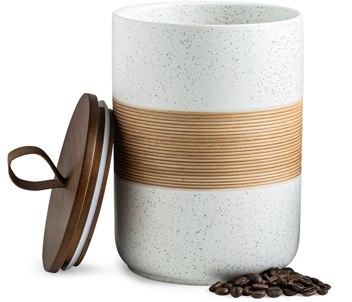 Miamolo large ceramic storage container with lid in neutral finish for modern organic kitchen